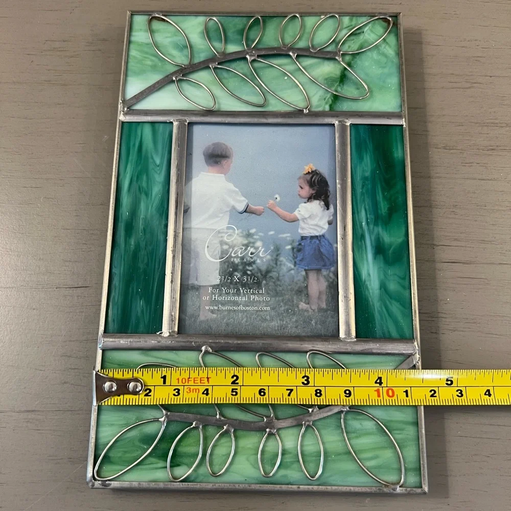 Carr Stain Glass Picture Frame 2000 Vintage Boho Craftsman Cottage 2.5x3.5 Photo